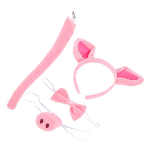 SAFIGLE 1 Schweinekostüm Set Rosa Schweineohren Stirnband Nase Und Fliege – Tierkostüm Zubehör Für Halloween Cosplay Verkleidung von SAFIGLE