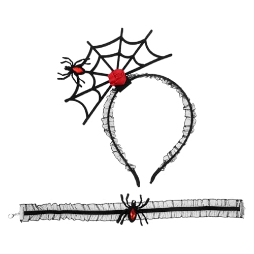 SAFIGLE 1 Set Halloween Haarreifen: Spooky Spinnen-Haarreif und Choker-Set - Kostüm-Haaraccessoires für Halloween-Partys, Cosplay und festliches Verkleiden von SAFIGLE