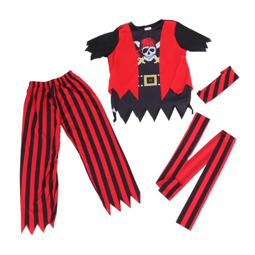 SAFIGLE 1 Set Halloween Piratenkostüm Piraten Freibeuterkapitän Outfit Set Für Kleinkinder Jungen Halloween Cosplay Kostüm Party Dress Up von SAFIGLE