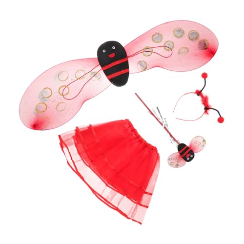 SAFIGLE 1 Set Marienkäfer-kostümset Mit Flügeln Und Tutu-rock, Party-zubehör Für Cosplay Und Halloween-verkleidungen Für Kinder von SAFIGLE
