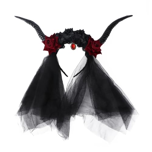 SAFIGLE 1 Stück Retro Horn Haarschmuck mit Schleier und Kristallen Halloween Stirnband für Damen als Party Accessoire für Einzigartige Fotomomente für Unvergessliche Halloween SAFIGLE 1 Stück Retro Horn Haarschmuck mit Schleier und Kristallen Halloween Stirnband für Damen als Party Accessoire für Einzigartige Fotomomente für Unvergessliche Halloween von SAFIGLE