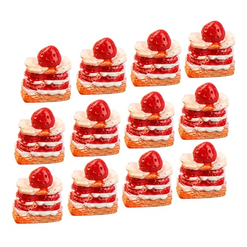 SAFIGLE Handytasche 12 Stück Erdbeer Sahne Kuchen Dessert Harz Ornamente Spielzeug von SAFIGLE