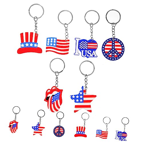 SAFIGLE 12 Stück Patriotische Partygeschenke Amerikanische Flagge Anhänger 4 Juli Partygeschenke Amerikanische Flagge Schlüsselanhänger Dekorativer Metall Schlüsselanhänger von SAFIGLE
