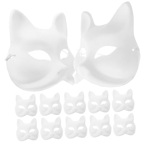 SAFIGLE 12Stücke DIY Fuchsmaske Leermaske Bemalen für Erwachsene für Partys Halloween Karneval Kreative Aktivitäten von SAFIGLE