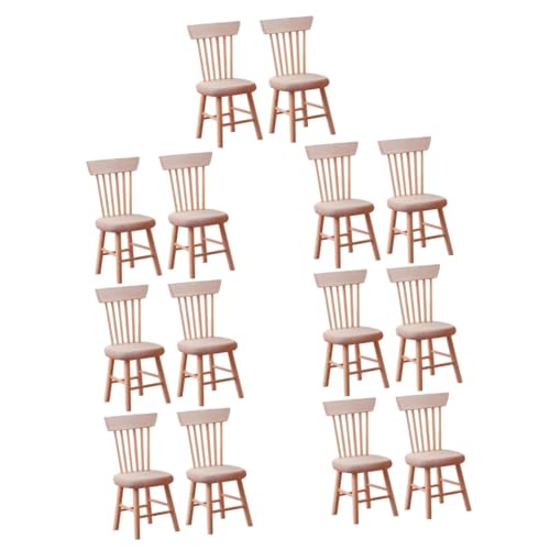 SAFIGLE 14 STK Puppenstubenstuhl Stuhlornament Miniatur-stühle Mit Rückenlehne Miniaturen Miniatur-spielzeugstuhl Kuchendekorationen Mini-dekor Musterstuhl Hölzern Puppenhaus Einstellen von SAFIGLE
