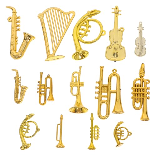 SAFIGLE 14 Stücke Miniatur Musikinstrument Modell, Acryl Goldene, Weihnachten Baum Ornamente, DIY Party Favor, 2, 83x1, 96x0, 59 Zoll von SAFIGLE