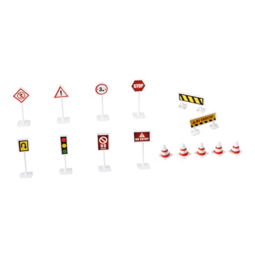 SAFIGLE 18 Sätze Simulationsszene Spielzeug Verkehrsspielset Verkehrszeichen-spielset Straßenschilder, Spielzeug Spielzeug-ampel Verkehrswarnzeichen-spielset Kind Abs Cosplay Spielzeugset von SAFIGLE