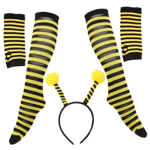 SAFIGLE 1Satz Bienenkostümset für Bienen Cosplay mit Haarreif Gestreiften Strümpfen Langen Handschuhen Karneval Halloween Tanzaufführungen Einzigartiges Bienendesign SAFIGLE 1Satz Bienenkostümset für Bienen Cosplay mit Haarreif Gestreiften Strümpfen Langen Handschuhen Karneval Halloween Tanzaufführungen Einzigartiges Bienendesign von SAFIGLE