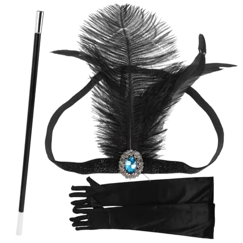 SAFIGLE 1Satz Jahre Damen Flapper Stirnband und Handschuhe Vintage Kostümzubehör für Teeparty und Mottoparty Schicke Accessoires für Perfekten Look von SAFIGLE