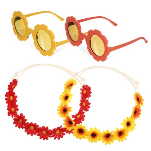 SAFIGLE 1Satz Sonnenblumenkrone mit Sonnenbrille Blumenkopfkranz für Partys Hochzeiten und Festivals Leicht und Komfortabel für Einen Trendigen Sommerlook von SAFIGLE