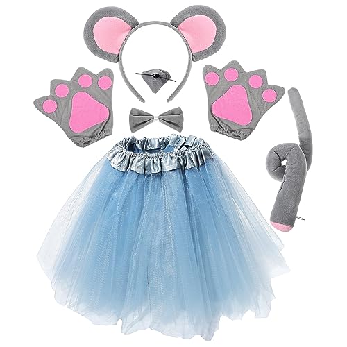 SAFIGLE 1Satz Teiliges Mäuse Kostüm Zubehör Set Ohren Stirnband Fliege Mäuseschwanz Rock Für Halloween Karneval Mottopartys Cosplay von SAFIGLE
