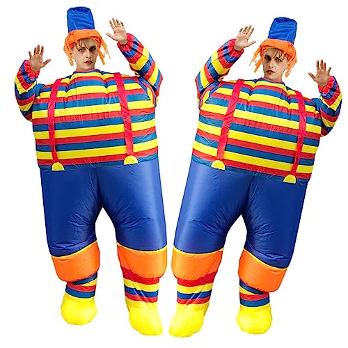 SAFIGLE 1Stück Aufblasbares Clown Kostüm Für Erwachsene Lustiges Party Outfit Für Halloween Karneval Cosplay Gestreift Grün Rot von SAFIGLE