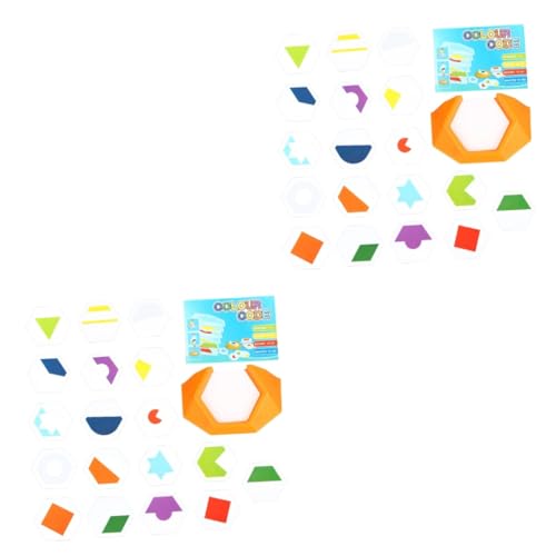 SAFIGLE 2 Kisten Denkspiel -Tangram-Spielzeug Kinder rätsel Tangram-Denkaufgaben Farbcode-Puzzle Kinderspielzeug Spielzeuge buntes Puzzle Lernspielzeug dreidimensional 3D Plastik von SAFIGLE