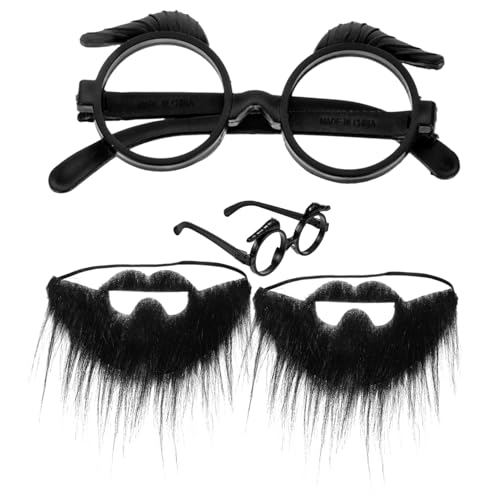 SAFIGLE 2 Sätze Bart Requisiten Rave-Brille Festival Rave-Accessoires Gesichtsschmuck Gläser Neonbrille Einstellbar Zubehör Kette Retro Geführtes Kostüm Party Plastik Black SAFIGLE 2 Sätze Bart Requisiten Rave-Brille Festival Rave-Accessoires Gesichtsschmuck Gläser Neonbrille Einstellbar Zubehör Kette Retro Geführtes Kostüm Party Plastik Black von SAFIGLE
