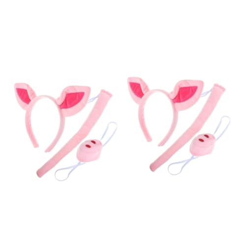 SAFIGLE 2 Sätze Schwein Kostüm Set Teilig Pinkes Stirnband mit Weichem Schweinenase und Schweineohren Tier Stirnband für Fasching Karneval Halloween Kostümparty Cosplay und Foto von SAFIGLE