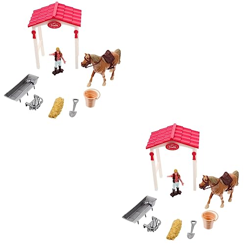 SAFIGLE 2 Sätze Simulation Pferdestallmodell Kinder Mini-Spielzeug Scheibengardinen Lernspielzeug Miniaturhaus Wohnkultur Minispielzeug Für Kinder Tier Plastik Simulationspferd Kleinkind von SAFIGLE