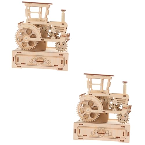 SAFIGLE 2 Sätze Spieluhr aus Holz Kinderrätsel Puzzle-Spielzeug für Kinder Modelle Kinder rätsel Kinder 3D-Puzzle selbst zusammenbauendes Puzzle dreidimensional Mähdrescher Suite von SAFIGLE