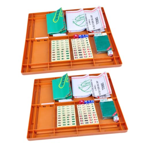 SAFIGLE 2 Sätze tragbarer Mahjong-Tisch Mahjong-Reiseset Mini-Mahjong-Tisch Reisespielset Mahjong-Set mit Tisch draussen einstellen Outdoor-Produkt Schachbrett Reisen Spielzeug Acryl von SAFIGLE