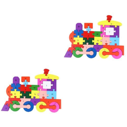 SAFIGLE Holzspielzeug 2 Stück 26 Kinderpuzzle Puzzle-Puzzle Cartoon-Puzzle Kinderspielzeug Spielzeuge Rätsel Puzzle-Spielzeug aus Holz Bausteinspielzeug dreidimensional Blöcke Bambus von SAFIGLE