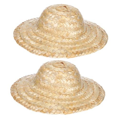 SAFIGLE 2 Stück Geflochtener Strohhut Aus Korbgeflecht Kleine Strohhüte Zum Basteln Puppen Ausgefallene Unisex Mini Kappen Strohhüte Zum Basteln Rustikal Für Zahlen Farbe Stroh von SAFIGLE