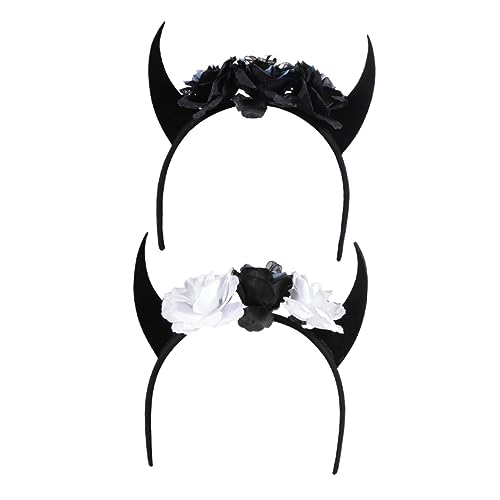 SAFIGLE 2 Stück Halloween Horn Haarschmuck mit Skull Blumen Robuste Kopfband für Partys und Kostüme für Halloween und Besondere Anlässe SAFIGLE 2 Stück Halloween Horn Haarschmuck mit Skull Blumen Robuste Kopfband für Partys und Kostüme für Halloween und Besondere Anlässe von SAFIGLE