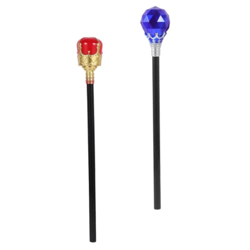 SAFIGLE 2 Stück Halloween Königszepter Teiliges Leichter Zauberstab Cosplay Gehstock Zubehör Dekoratives Party Accessoire für Halloween Kostüm Auffälliges Design Rot Gold und Blau von SAFIGLE