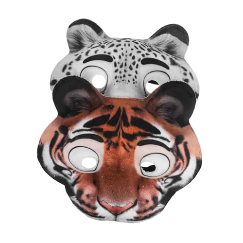 SAFIGLE 2 Stück Halloween Tiermasken Tiger und Schneeleopard Gesichtsmasken aus EVA für Karneval Cosplay Party Kostüm Tiergesichtsmasken mit Realistischem Druck für Fasching und Maskerade SAFIGLE 2 Stück Halloween Tiermasken Tiger und Schneeleopard Gesichtsmasken aus EVA für Karneval Cosplay Party Kostüm Tiergesichtsmasken mit Realistischem Druck für Fasching und Maskerade von SAFIGLE