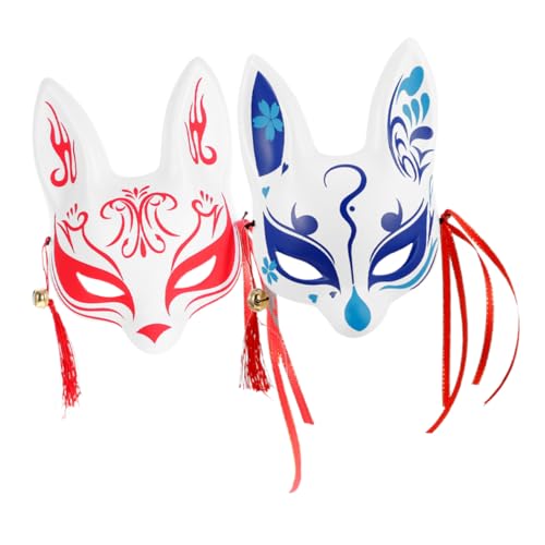 SAFIGLE 2 Stück Japanische Fuchs-dämonenmaske Halloween Japanische Maske Fuchs-gesichtsmaske Maske Im Japanischen Stil Katzenmasken Zum Bemalen Realistische Gesichtsmaske Cosplay-maske Pvc von SAFIGLE