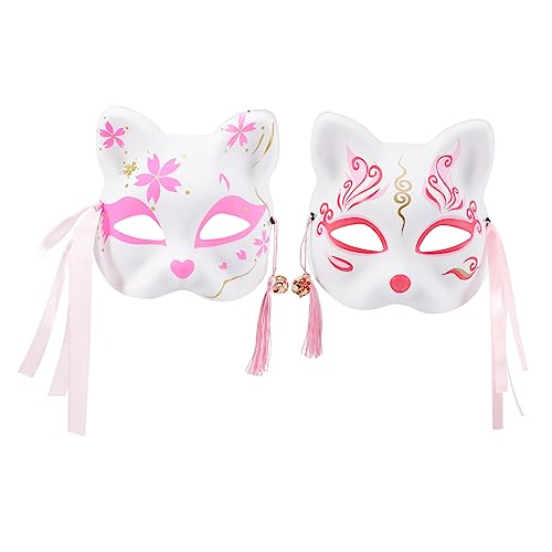 SAFIGLE 2 StüCke Japanische Stil Katzenmaske - Halbmaske FüR Cosplay, Anime Und KostüMpartys, Ideal FüR Erwachsene Und Kinder von SAFIGLE