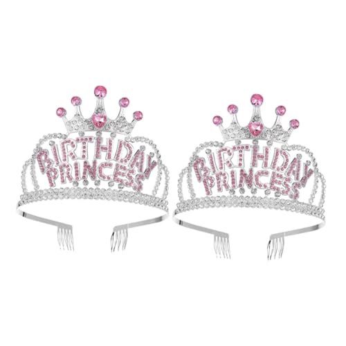 SAFIGLE 2 Stück Kopfschmuck Geburtstagsparty Krone Happy Birthday Stirnband Prinzessin Geburtstagsparty Dekorationen Prinzessin Haarschmuck Prinzessinnenkrone Geburtstagskrone Strass von SAFIGLE
