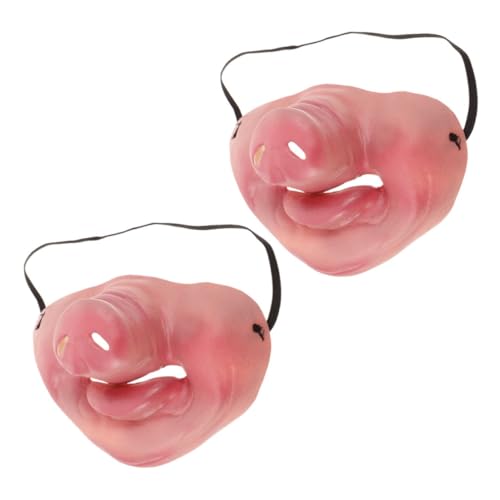 SAFIGLE 2 Stück Lustige Maske Tierkostüm Tiermasken Halloween-maske Lustig Halloween-schweinenase Tierkopfmaske Masken-cosplay Nase Kostüm Halloween Halbgesichtsmaske Emulsion Rosa von SAFIGLE