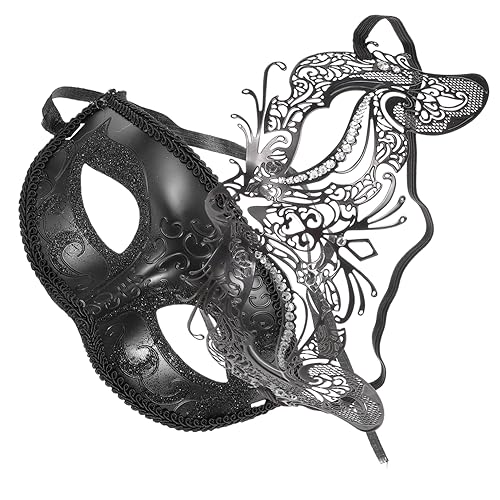 SAFIGLE 2 Stück Masquerade Ball Masken für Damen Halbmaske mit Schwarzem Design und Glitzer für Halloween Kostümparty und Themenfeiern SAFIGLE 2 Stück Masquerade Ball Masken für Damen Halbmaske mit Schwarzem Design und Glitzer für Halloween Kostümparty und Themenfeiern von SAFIGLE
