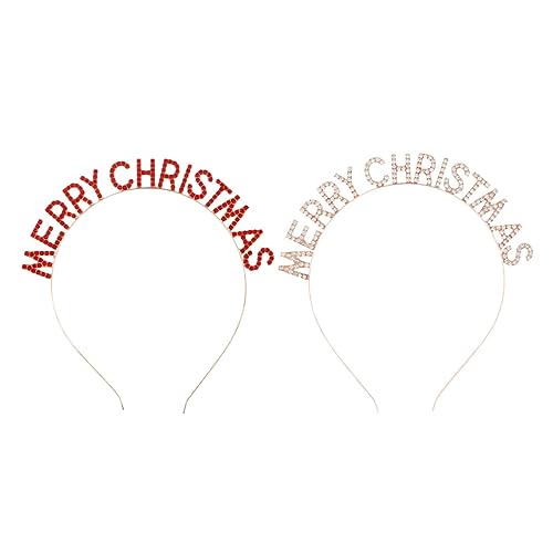 SAFIGLE 2 Stück Merry Christmas Haarschmuck Teiliges Xmas Haarreifen in Rot und Gold Leichtes Partyaccessoire für Frauen und Mädchen Festliche Stirnbänder für Weihnachten und Neujahr von SAFIGLE