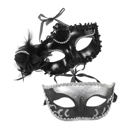 SAFIGLE 2 Stück Paar-Masken-Set halloween masken für halloween Masken für Kostümpartys Halbgesichtsmasken Karnevalsmaske Maskerade- für Frauen Festivalmaske Plastik von SAFIGLE