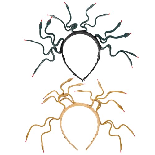 SAFIGLE 2 Stück Schlangen-Kopfschmuck für Damen: Medusa-Haar, biegbare Schlangen, ägyptische Accessoires für Damen, Halloween-Kostüm, Kopfbedeckung, Medusa-Haar-Accessoires, Dunkelgrün/Erdgold SAFIGLE 2 Stück Schlangen-Kopfschmuck für Damen: Medusa-Haar, biegbare Schlangen, ägyptische Accessoires für Damen, Halloween-Kostüm, Kopfbedeckung, Medusa-Haar-Accessoires, Dunkelgrün/Erdgold von SAFIGLE