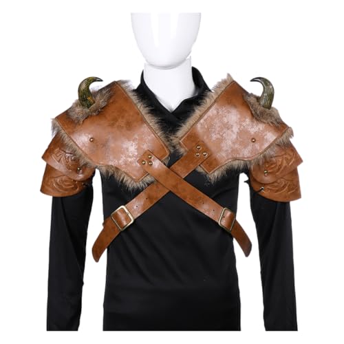 SAFIGLE 2 Stück Schulterstücke aus Leder Kostüme Wikingerkostüm Männer Schulterschutz Rüstung Cosplay-Männer Viking Costume Shoulder Armor Men's Costume -Cosplay-Kostüm Mann Kostüm von SAFIGLE