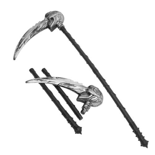 SAFIGLE 2 Stück Teiliges Grim Reaper Sense Abnehmbare Kunststoff Scythe Verstellbar für Erwachsene Sicheres Halloween Party Cosplay Zubehör Vielseitig für Festival und von SAFIGLE