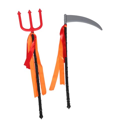 SAFIGLE 2 Stück Teiliges Halloween Kostümset mit Leichter Langlebiger Kunststoff-Sense und Realistisches Reaper und Teufel Zubehör für Erwachsene für Party und Rollenspiel SAFIGLE 2 Stück Teiliges Halloween Kostümset mit Leichter Langlebiger Kunststoff-Sense und Realistisches Reaper und Teufel Zubehör für Erwachsene für Party und Rollenspiel von SAFIGLE