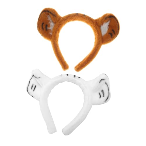 SAFIGLE 2 Stück Teiliges Tigerohren Haarreif Cosplay Haarschmuck Cartoon Stirnband für Karneval Party Kostümaccessoire Bequem und Rutschfest Geeignet für Damen Mädchen von SAFIGLE