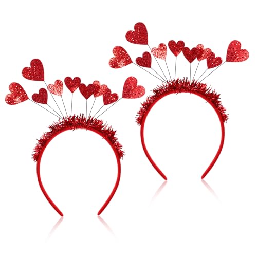 SAFIGLE 2 Stück Valentinstag Haarreifen mit Herzform Liebevolle Pailletten Haarbänder für Partys und Hochzeiten Leicht und Bequem Perfektes Haarschmuck für Mädchen von SAFIGLE