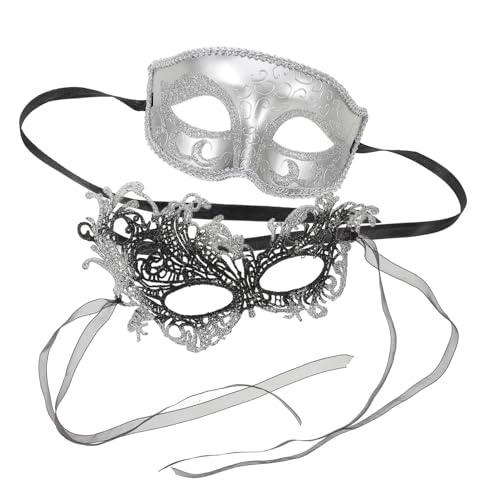SAFIGLE 2 Stück Venezianische Masquerade Halbgesichtsmaske mit Stilvollem Eisenkunst Spitzen Design Komfortabel für Halloween Karneval Kostümparty und Maskenball Geeignet von SAFIGLE