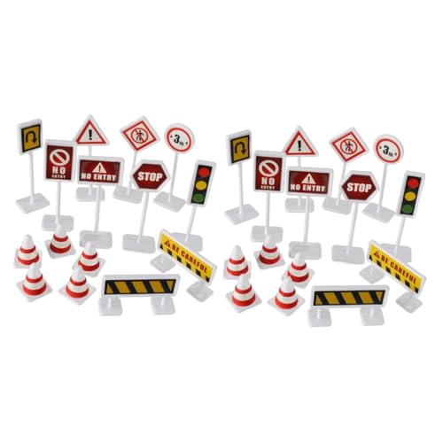 SAFIGLE 20 Sätze Straßensperre Zeichen Verkehr Kinderspielzeug Mini-straßenschild Lernspielzeug Autos Spielzeug Rollenspiel Straßenschild Miniaturen Plastik Mikroszene Puzzle Signallicht von SAFIGLE