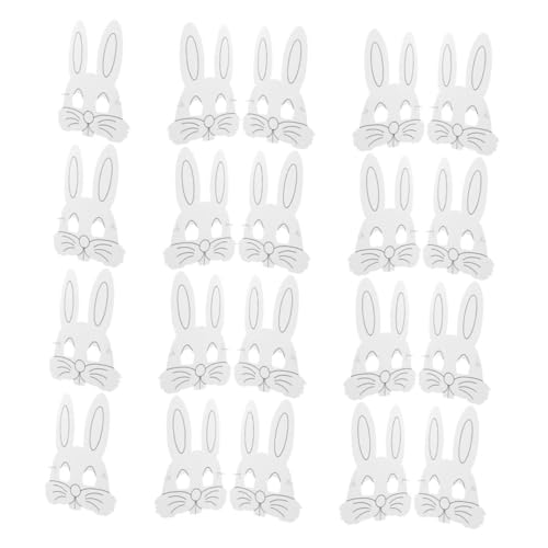 SAFIGLE 20 Stück Teiliges Hasenmasken aus Weißem Papier Unbemalte DIY Masken zum Bemalen Kreative Bastelmaterialien für Ostern Halloween Karneval und Schulprojekte von SAFIGLE
