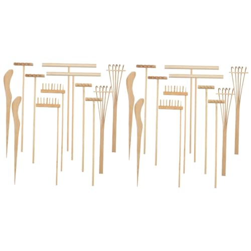 SAFIGLE 24 STK Sandrechen-Set Sandtisch Mini-rechen Selbstgemachter Sand Zen-Garten-Set Mini-rechenwerkzeuge Für Das Büro Miniatur-gartenrechen Die Büroeinrichtung Rock-kit Bambus von SAFIGLE