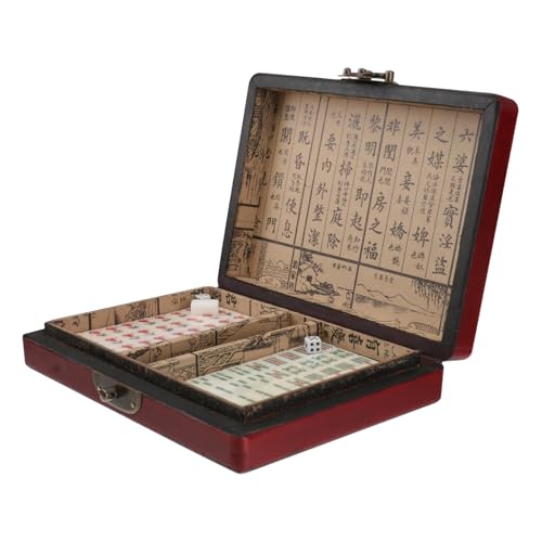 SAFIGLE 2St Antikes Mahjong-Set Kompaktes Mahjong-Set tragbar Antiquität Reisekit einstellen Reisen Mahjong-Fliesen Hölzern von SAFIGLE
