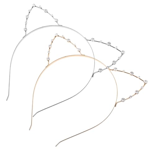 SAFIGLE 2Stücke Katzenohren Stirnband mit Strasssteinen Glitzernde Katzenohren Haarreif für Cosplay und Halloween Modisches Accessoire für Damen von SAFIGLE