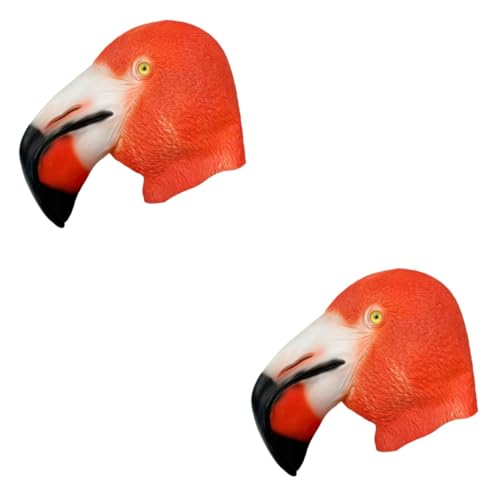 SAFIGLE 2st Flamingo-maske Horrormaske Vogelkopfmaske Gruselige Kopfmaske Halloween-requisiten-maske Spukhaus Requisiten Vollkopfmaske Aus Latex Kleidung Emulsion Lustig Kopfbedeckung von SAFIGLE