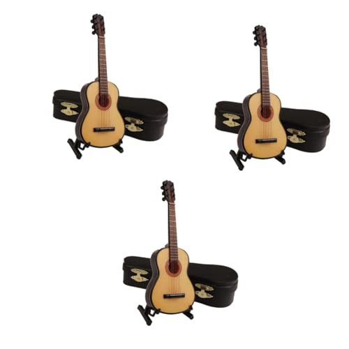 SAFIGLE 3 Sätze Gitarrenmodell Miniatur-gitarrenverzierung Gitarreninstrument E-Gitarre Mini-Musikinstrument Mini-Gitarre Akkordeon Hölzern Statue Männer Und Frauen Elektrische Gitarre von SAFIGLE