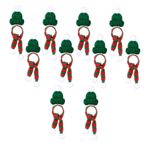SAFIGLE 3 Sätze Mini-Mütze Schal Kinder weihnachtsdeko kreativität Mini Elfenmütze Mini-Wollmütze Kappen Pflanzendekor Flaschendekor Weihnachtsverzierung Garn schmücken von SAFIGLE