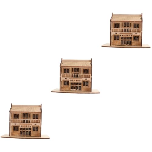 SAFIGLE Spielzeug 3 Sätze Modell aus Holz Kinder rätsel Kinderspielzeug Spielzeuge Modelle Simulations-Restaurant-Puzzle-Spielzeug DIY Lernspielzeug dreidimensional Musikbox Uhrwerk 3D von SAFIGLE